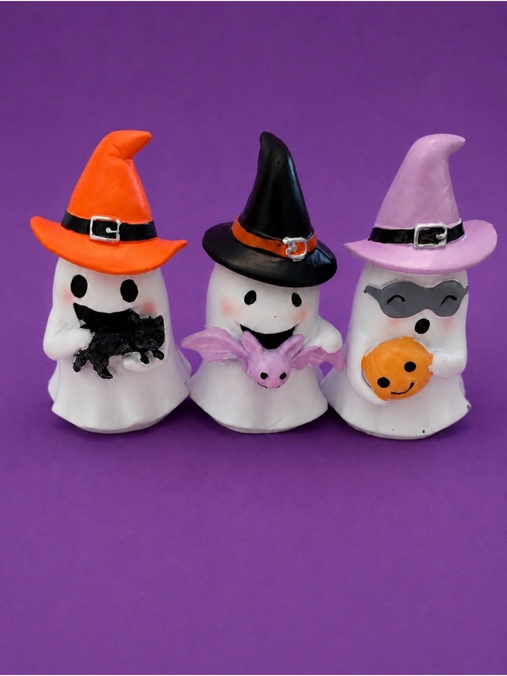 Set of 3 Halloween Ceramic Ghosts Cat,Bat and Pumpkin NWT 🎃💀🎃👻